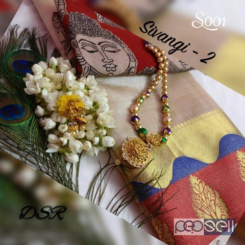 DSR sivangi - 2 sarees paired up with traditional kalamkari blouse n matching Matt finish Lakshmi silk thread jewelry with Lakshmi earring PRICE- rs75 3 