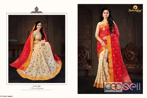 elegant padmashree pooja cotton work sarees with designer pallu and blouse  4 