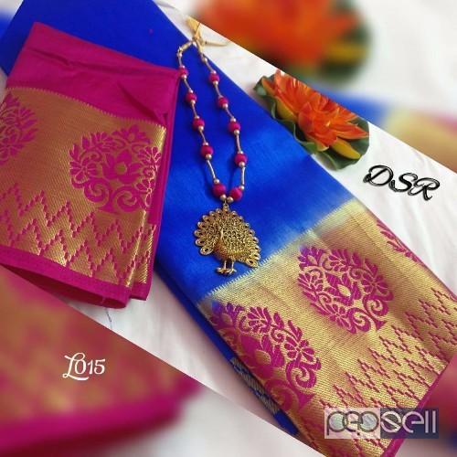DSR brand tussar silk sarees comes with running blouse piece and jewellery price- rs750 each moq- 10pcs no singles or retail 3 