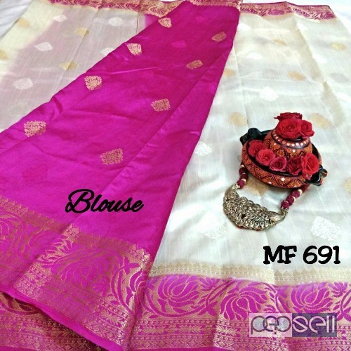 MF691 tussar silk sarees comes with running blouse piece and jewellery price- rs750 each moq- 10pcs no singles or retail 1 