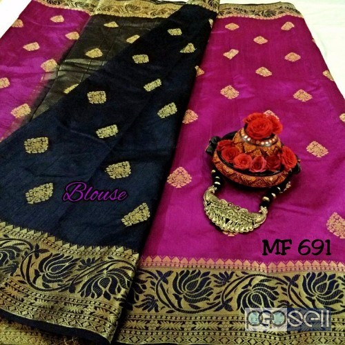 MF691 tussar silk sarees comes with running blouse piece and jewellery price- rs750 each moq- 10pcs no singles or retail 2 