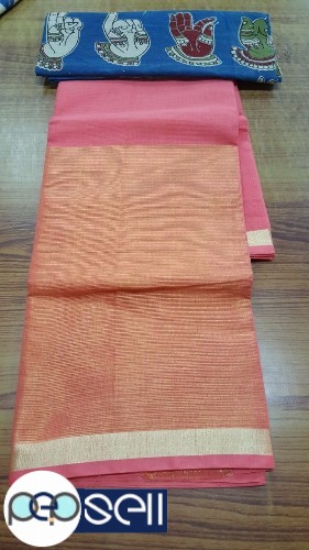 kota doria jari saree with kalmkari blouse - double blouse - Kerala Kochi Ernakulam 0 