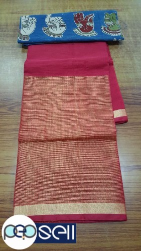 kota doria jari saree with kalmkari blouse - double blouse - Kerala Kochi Ernakulam 1 