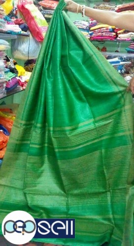 Tussar tussar ghicha saree with stripe blouse  - Kerala Kochi Ernakulam 0 
