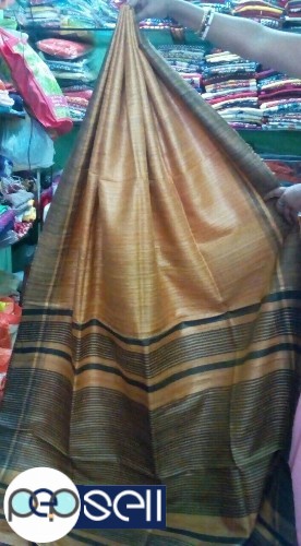Tussar tussar ghicha saree with stripe blouse  - Kerala Kochi Ernakulam 1 