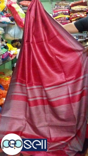Tussar tussar ghicha saree with stripe blouse  - Kerala Kochi Ernakulam 4 