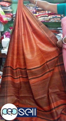 Tussar tussar ghicha saree with stripe blouse  - Kerala Kochi Ernakulam 5 