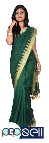 Handwoven new pure  linen saree with temple design  - Kerala Kochi Ernakulam 4 