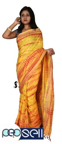 Linen blend dye saree  - Kerala Kochi Ernakulam 4 