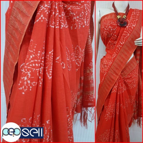 Handloom Cotton Sarees in fine quality of *Jaipuri Batik Dye.*   Length 6.4 mtr including running Blouse - Kerala Kochi Ernakulam 2 