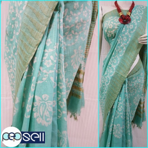 Handloom Cotton Sarees in fine quality of *Jaipuri Batik Dye.*   Length 6.4 mtr including running Blouse - Kerala Kochi Ernakulam 3 