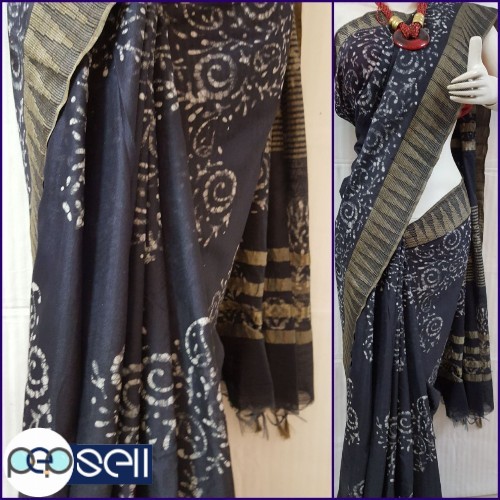 Handloom Cotton Sarees in fine quality of *Jaipuri Batik Dye.*   Length 6.4 mtr including running Blouse - Kerala Kochi Ernakulam 4 