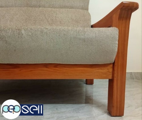 Brand NEW - Pure Teak Wood - 3 Seater Sofa + High Quality Fabric + High density Cushion. 2 