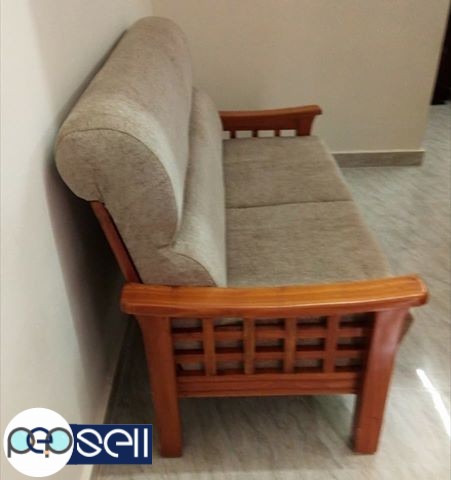 Brand NEW - Pure Teak Wood - 3 Seater Sofa + High Quality Fabric + High density Cushion. 4 