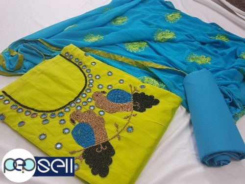 New model silk top with handwork churidar material for sale in Palai 0 