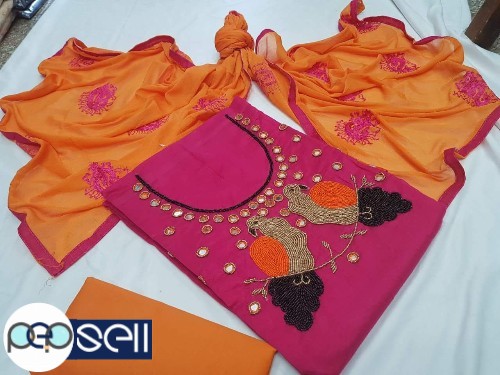 New model silk top with handwork churidar material for sale in Palai 5 