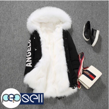 Quantity=10pcs Fashion Long style coats Parka Fox Collar Genuine leather Inner container 1 