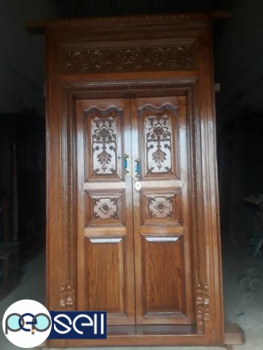 Antique teak wood main door and pillars 3 