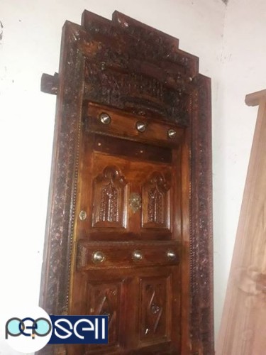 Antique teak wood main door and pillars 5 