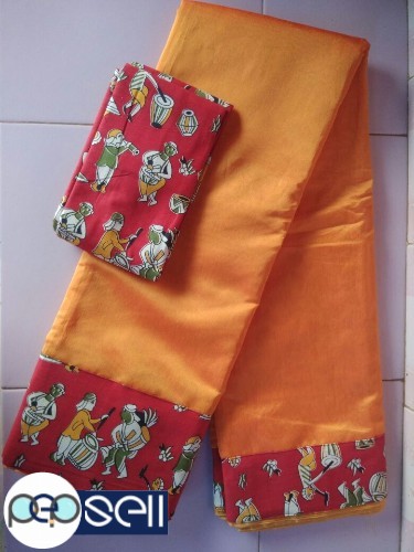 Kalamkari cotton saree with blouse for sale in Kochi 3 