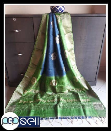 Gachi tussar zari border saree with blouse for sale in Kochi 3 