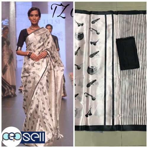 Altra Sattin Saree Digital print  Blouse Banglori silk for sale in Kochi  1 