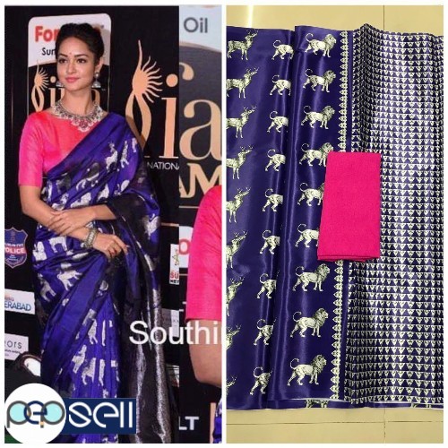 Altra Sattin Saree Digital print  Blouse Banglori silk for sale in Kochi  3 