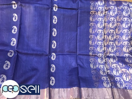 Pure tussar silk half body full jala half body, jala stripes for sale in Kochi 5 