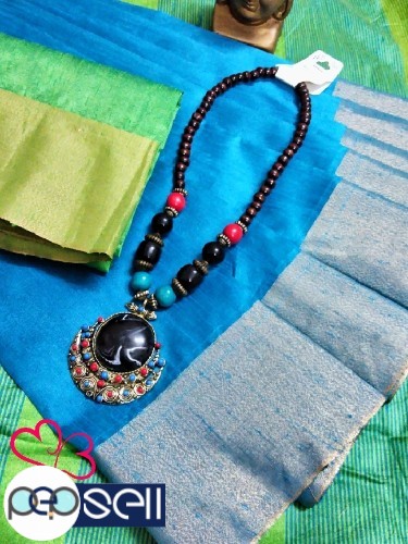 Raw jute silk saree - contrast blouse - Kerala Kochi Ernakulam 0 