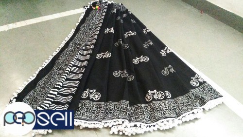 Cotton Pompom sarees with blouse Kerala Ernakulam Kochi 4 