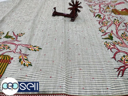 Tussar silk saree with applique work - Kerala Kochi Ernakulam 1 