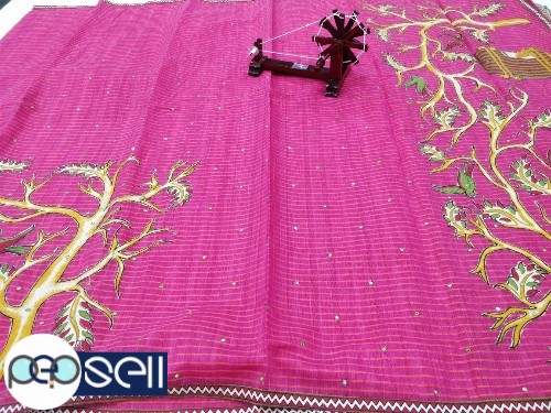 Tussar silk saree with applique work - Kerala Kochi Ernakulam 5 