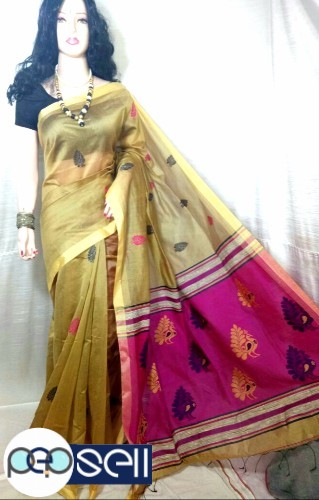 Silk cotton handloom Pallu design and all over small work with blouse piece - Kerala Kochi Ernakulam 0 