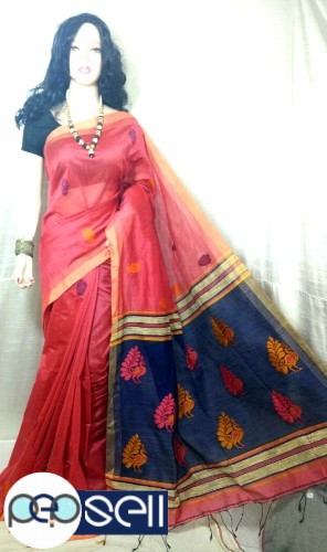 Silk cotton handloom Pallu design and all over small work with blouse piece - Kerala Kochi Ernakulam 1 