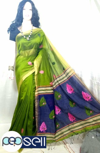 Silk cotton handloom Pallu design and all over small work with blouse piece - Kerala Kochi Ernakulam 2 