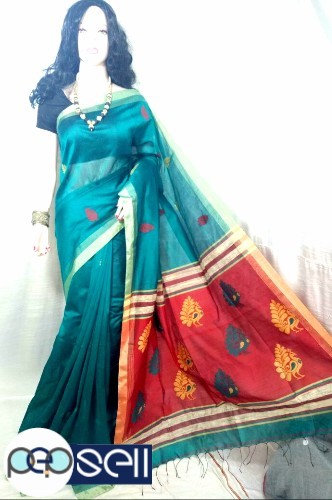 Silk cotton handloom Pallu design and all over small work with blouse piece - Kerala Kochi Ernakulam 4 