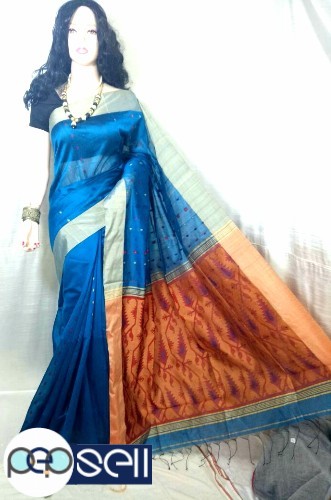 Silk cotton handloom Pallu design and all over small work with blouse piece - Kerala Kochi Ernakulam 5 