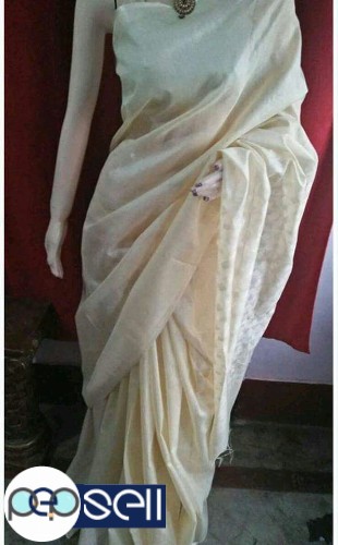 Handloom Koria tussar saree with cut work pallu ..  Running blouse piece Kerala Kochi Ernakulam. 0 