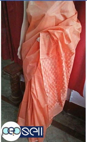 Handloom Koria tussar saree with cut work pallu ..  Running blouse piece Kerala Kochi Ernakulam. 1 