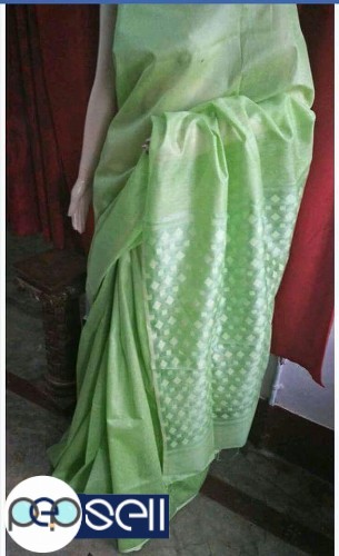 Handloom Koria tussar saree with cut work pallu ..  Running blouse piece Kerala Kochi Ernakulam. 5 