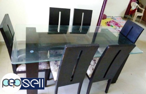 Wooden Glass top Dinning Table - 6 chairs 0 