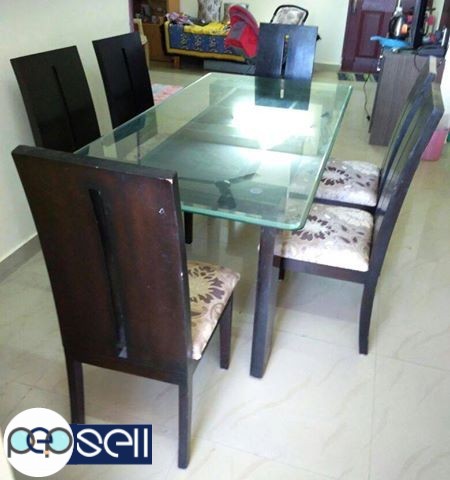 Wooden Glass top Dinning Table - 6 chairs 3 