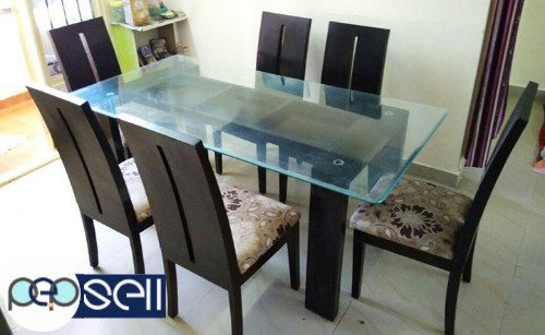 Wooden Glass top Dinning Table - 6 chairs 4 