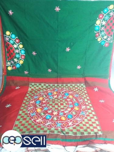 Silk cotton metarial Pallu box kanchi work and foil mirror work saree  for sale Kerala Kochi Ernakulam 1 