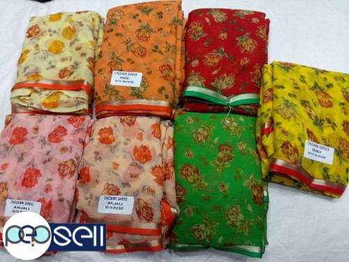 Royal Chiffon Saree Rate - Fabric - Chiffon With Blouse & Beautiful border Kerala Kochi Ernakulam 4 