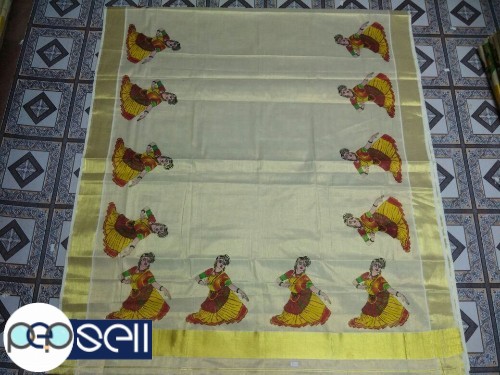 Kuthambulli Tissue mural printed Saree - Kerala Kochi Ernakulam 2 