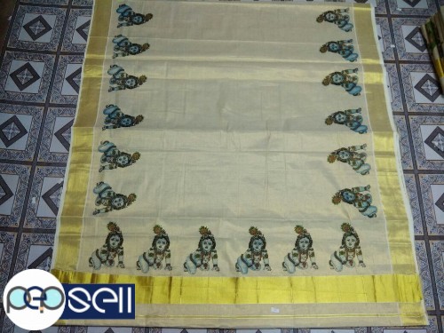 Kuthambulli Tissue mural printed Saree - Kerala Kochi Ernakulam 4 