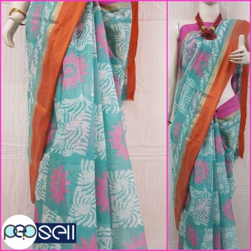 Pure Kota Doria Cotton sarees in fine quality of *Hand Block Printing.   With blouse   - Kerala Kochi Ernakulam 0 