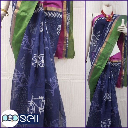 Pure Kota Doria Cotton sarees in fine quality of *Hand Block Printing.   With blouse   - Kerala Kochi Ernakulam 2 