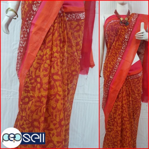 Pure Kota Doria Cotton sarees in fine quality of *Hand Block Printing.   With blouse   - Kerala Kochi Ernakulam 3 